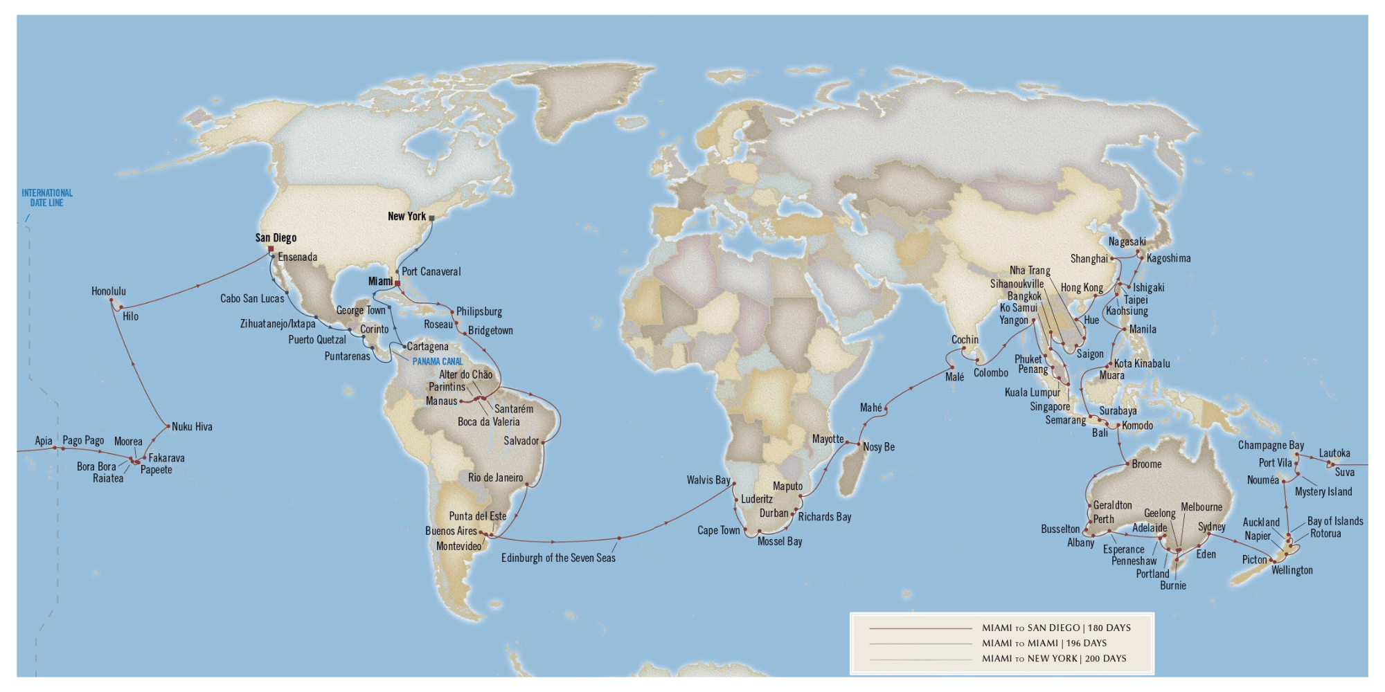 Itinéraire du Tour du Monde Oceania 2025