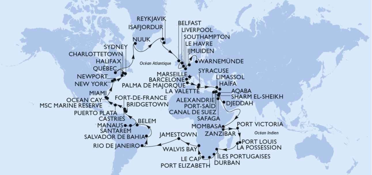 Tour du Monde MSC Croisières 2024